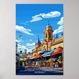 Queen Victoria Market Australia Travel Poster