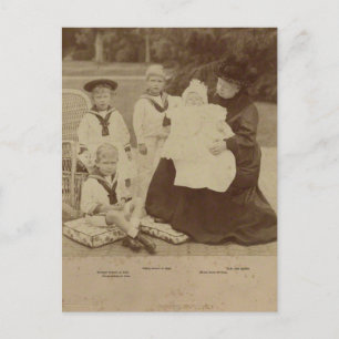 Queen Victoria med "York" barnbarn ca 1900 Vykort