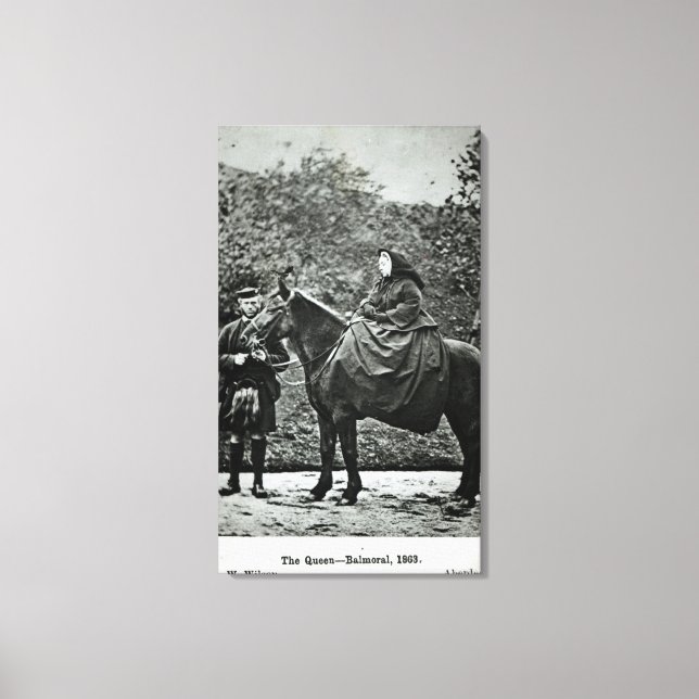 Queen Victoria on horseback at Balmoral , 1863 Canvastryck (Framsida)