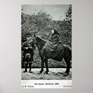 Queen Victoria on horseback at Balmoral , 1863 Poster
