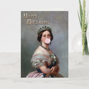 Queen Victoria rosa satin som blåser rosa bubbelgu Kort