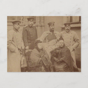 Queen Victoria, son, dotter, Kaiser Wilhelm II Vykort
