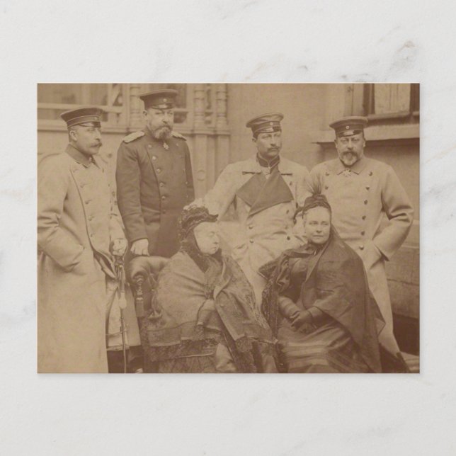 Queen Victoria, son, dotter, Kaiser Wilhelm II Vykort (Framsida)