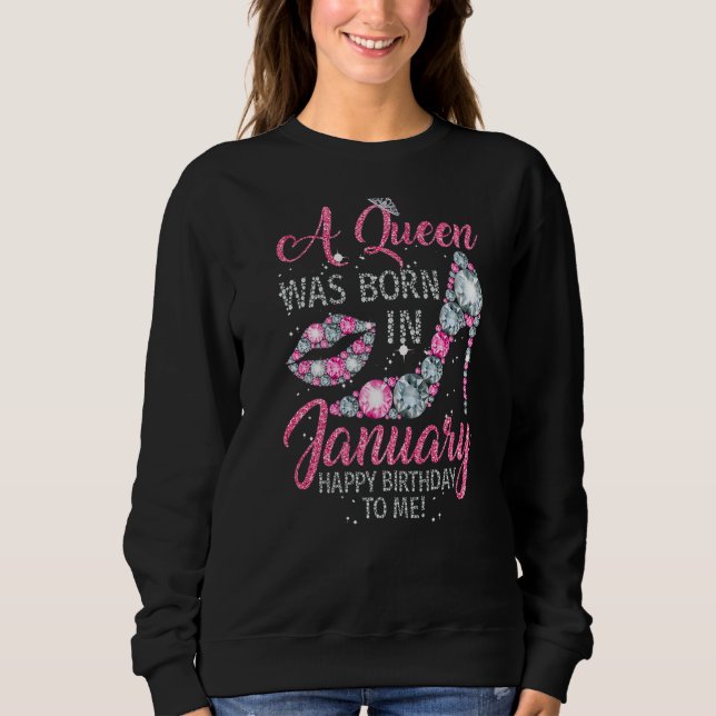 Queen Was Born in January Funny Gift High Heel Dia T Shirt (Framsida)