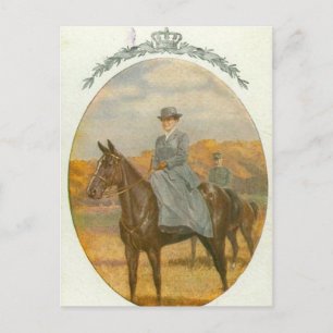 Queen Wilhelmina på häst sidesaddle #020SS Vykort