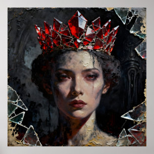 Queen with Broken Red Glass Krona Poster