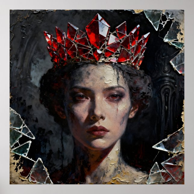 Queen with Broken Red Glass Krona Poster (Framsidan)