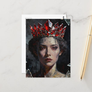 Queen with Broken Red Glass Krona Vykort