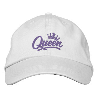 Queen With Crown Typography Broderad Keps
