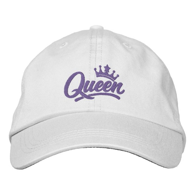 Queen With Crown Typography Broderad Keps (Framsida)