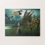 Queen with Dragons Wyverns Castle Pussel<br><div class="desc">Den här designen kan vara personlig genom att välja anpassningsalternativet för att lägga till text eller göra andra ändringar. Om den här produkten har möjlighet att överföra designen till en annan artikel ska du vid behov justera designen så att den passar. Kontakta mig på colorflowcreations@gmail.com om du vill ha den...</div>