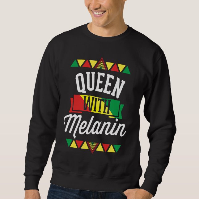 Queen With Melanin African American Black History  Lång Ärmad Tröja (Framsida)
