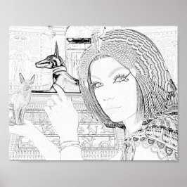 Queen with Pet Coloring Page Poster