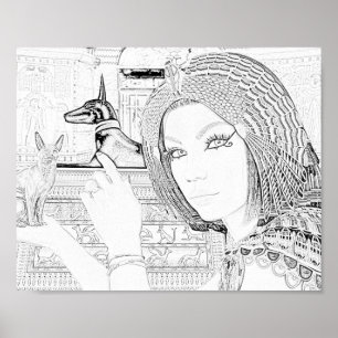 Queen with Pet Coloring Page Poster