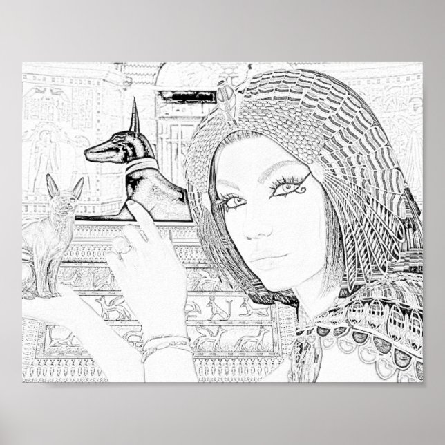 Queen with Pet Coloring Page Poster (Framsidan)