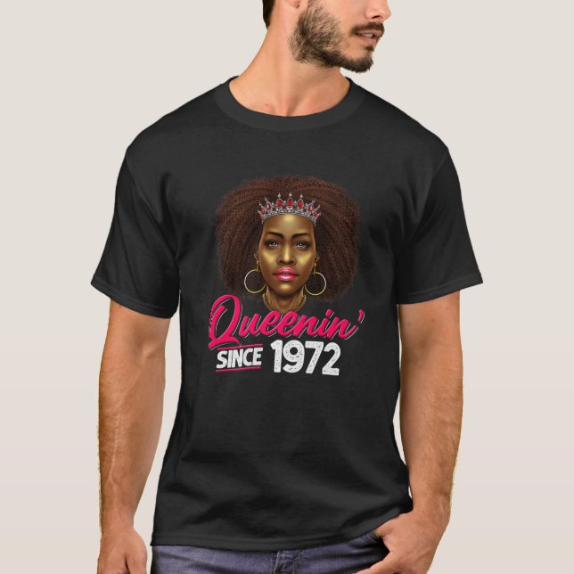 Queenin' sedan 1972 50:e födelsedag afrikansk amer t shirt (Framsida)
