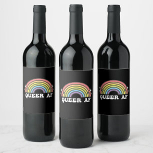 Queens AF Gay pride Lesbisk Trans Bisexual LGBTQ Vinflaska Etikett