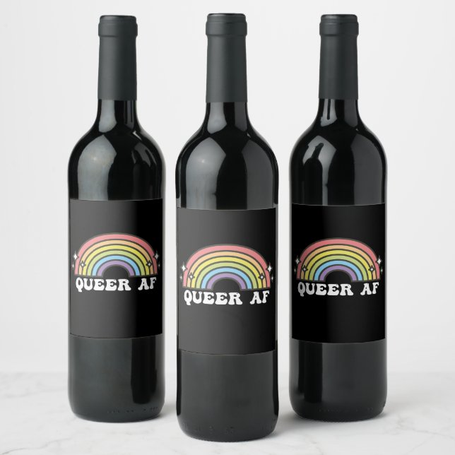 Queens AF Gay pride Lesbisk Trans Bisexual LGBTQ Vinflaska Etikett (Flaskor)