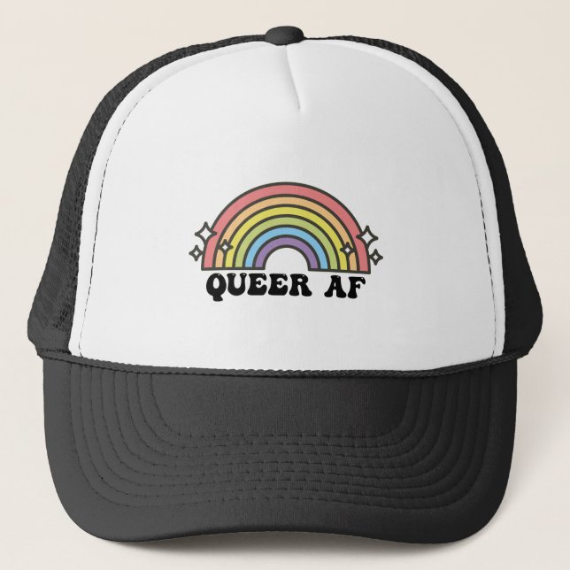 Queens AF Rainbow Gay Lesbisk Trans Bisexual LGBTQ Keps (Framsida)