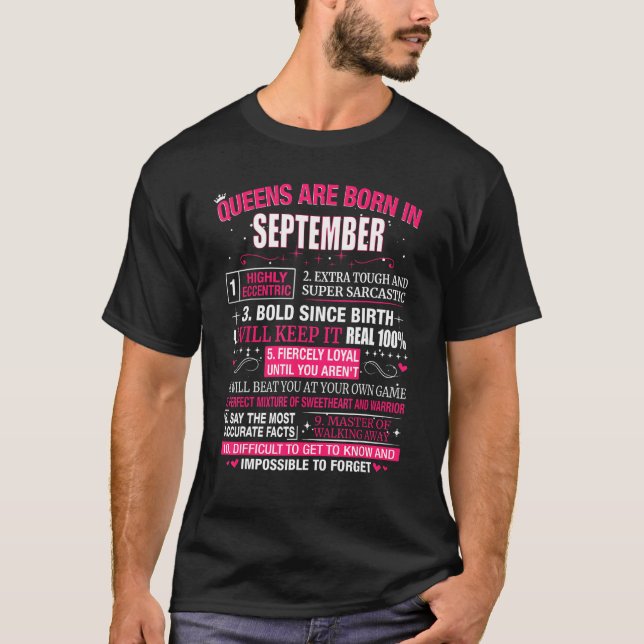 Queens är född i september t shirt (Framsida)