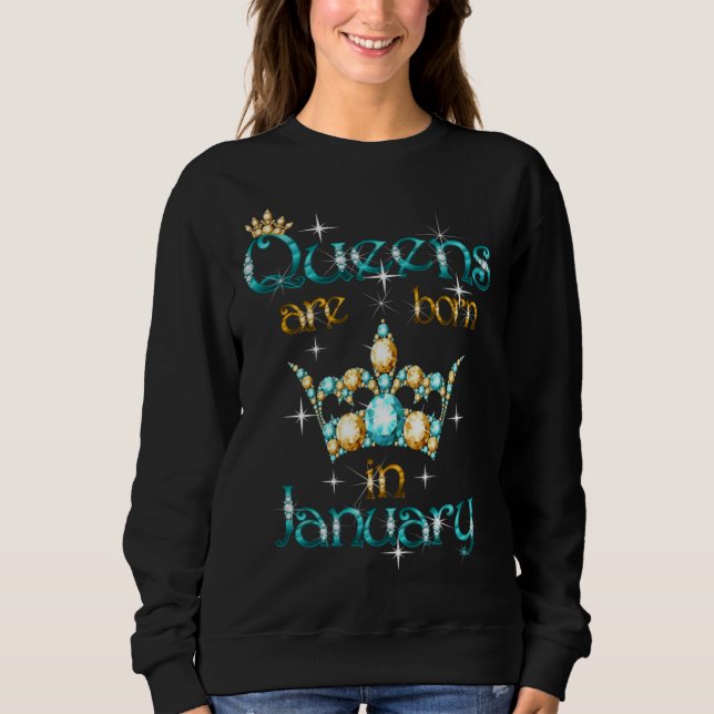 Queens Are Born In January T Shirt (Framsida)