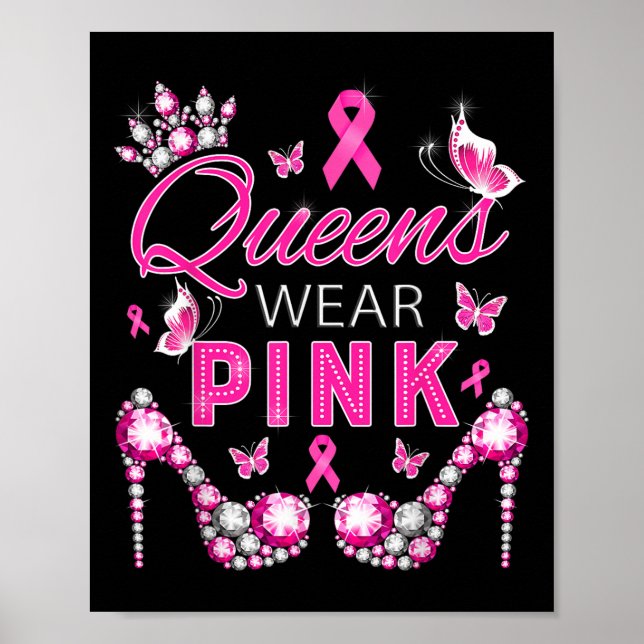 Queens Bära Rosa Breast Cancer Awareness Ribbon Su Poster (Framsidan)