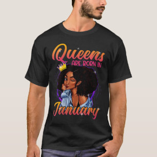 Queens Born Janut Shirt Black Girl Birthday T