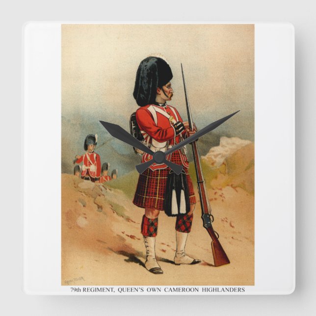 Queens Cameroon Highlanders Fyrkantig Klocka (Framsida)