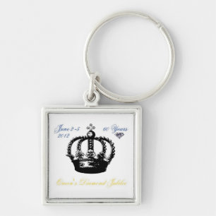 Queens Diamond Jubilee 2012 Keychain Fyrkantig Silverfärgad Nyckelring