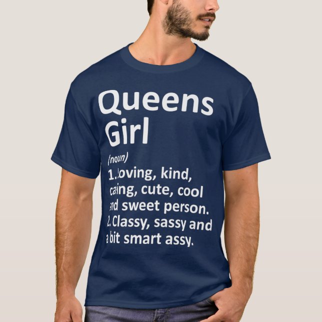 QUEENS GIRL NY NEW YORK Funny City Home Roots T Shirt (Framsida)