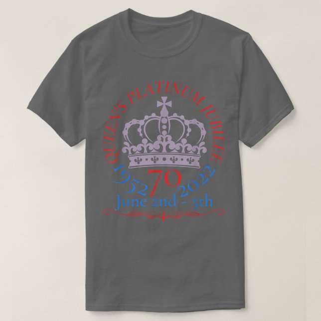 Queen's jubilee 2022 tshirt,Queen platinum decorat T Shirt (Design framsida)