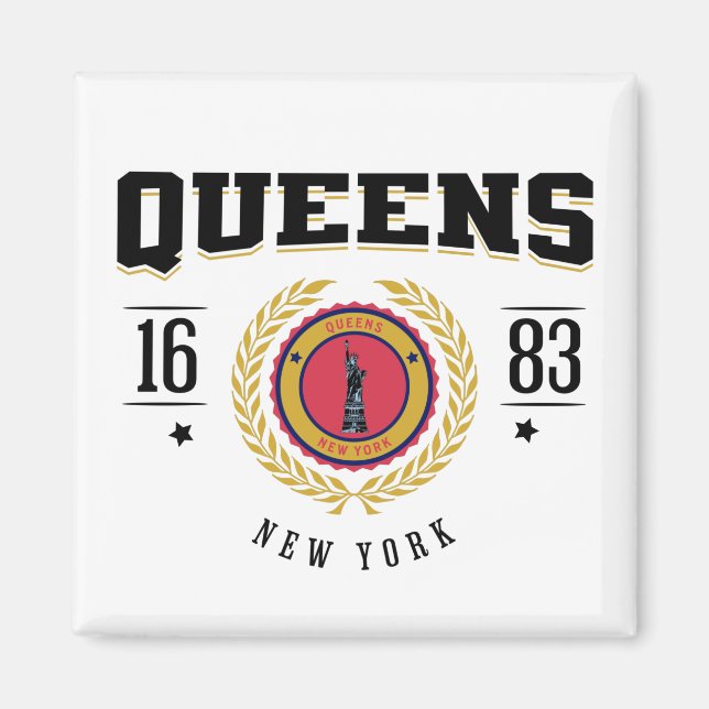 Queens New York 1683 Black Magnet (Framsidan)