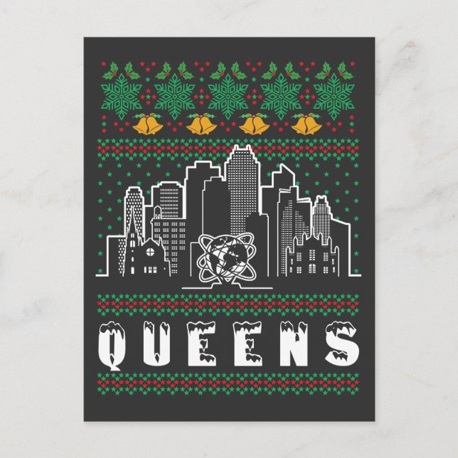 Queens New York God jul Vykort (Framsida)