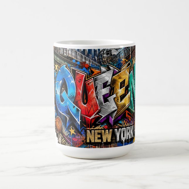 Queens New York Graffiti Väggkonst Kaffemugg (Center)