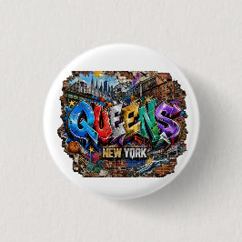 Queens New York Graffiti Väggkonst Knapp
