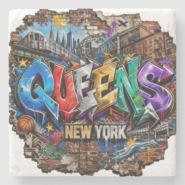 Queens New York Graffiti Väggkonst Stenunderlägg (Framsidan)