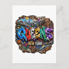 Queens New York Graffiti Väggkonst Vykort
