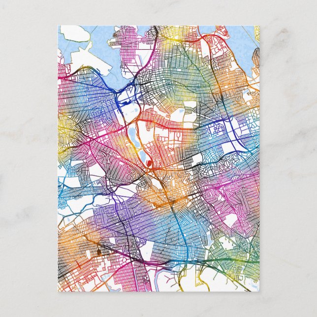 Queens New York-karta Vykort (Framsida)