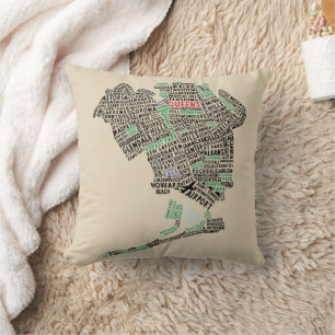 Queens New York, NYC Ord Art Karta Kudde