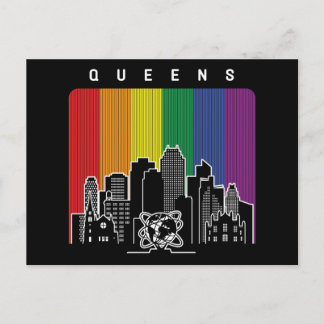 Queens New York Rainbow Flag LGBT Pride Vykort