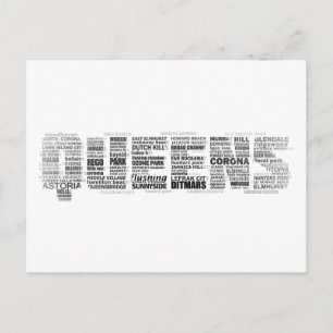 Queens New York Typography Postcard Vykort