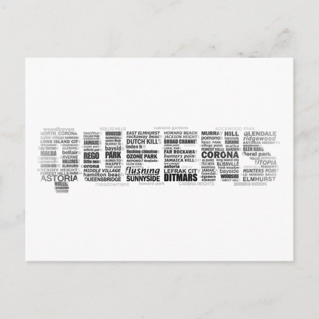 Queens New York Typography Postcard Vykort (Framsida)