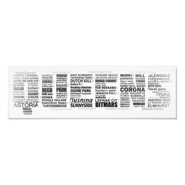 Queens New York Typography Poster (Framsidan)