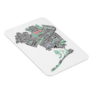 Queens NY Typography Karta Flexi Magnet