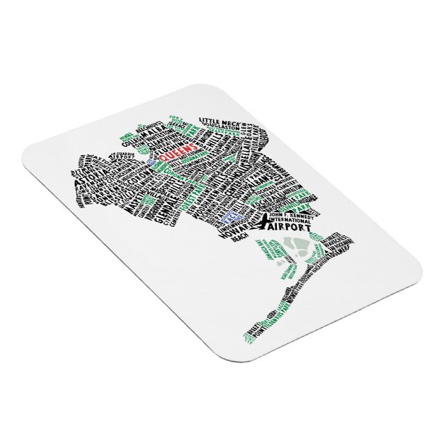 Queens NY Typography Karta Flexi Magnet (Högersidan)