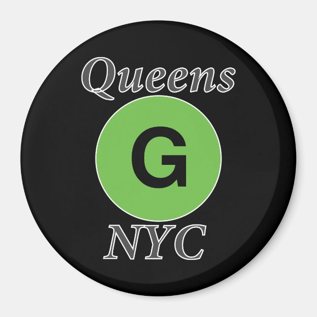 Queens NYC G Tåg Magnet (Framsidan)