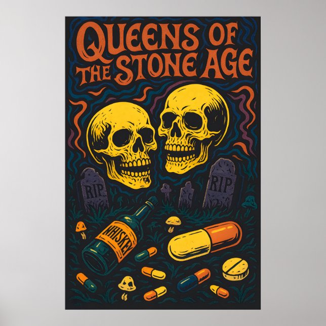 Queens of the Stone Age Väggkonsttryck – Retro Poster (Framsidan)