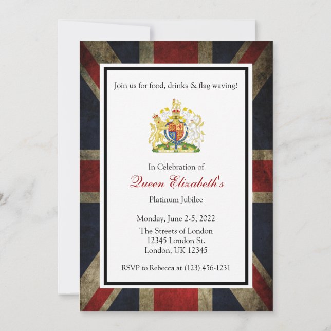 Queen's Platinum Jubilee Party bjudande Inbjudningar (Baksida)