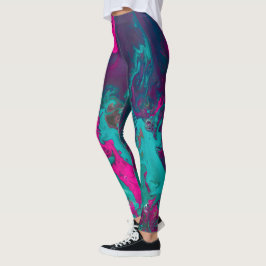 Queen's Potion Magenta & Teal Abstrakt Smoke Cloud Leggings
