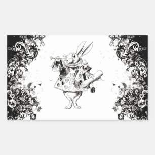 Queen's Rabbit - Vintage Alice Swirls Collection Rektangulärt Klistermärke